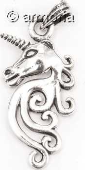 Pendentif Tête de Licorne avec volutes en argent