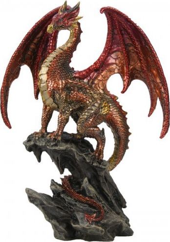 Figurine Dragon Rouge sur Rocher