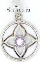 Pendentif Rosace en argent orné d'améthyste