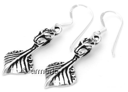 Boucles d'Oreilles Viking Bateau Viking avec Tête de Dragon en argent