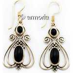 Boucles d'oreilles Médiévales avec onyx en bronze
