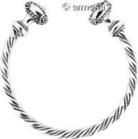 Bracelet Torque Celtique Tampons Double Spirales petit modèle en argent massif