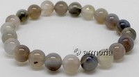 Bracelet de Perles en Agathe rubanée marron/gris 8 mm taille Medium 
