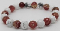 Bracelet de Perles en Cornaline et Howlite 8 mm Taille Medium