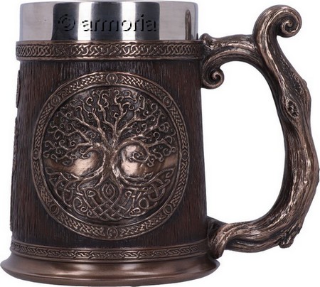 Chope Arbre De Vie En Résine Bronze 16 Cm - Avec Insert Inox - Décoration Celtic Et Spirituelle