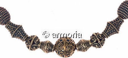 Collier de perles Viking en cuir et bronze