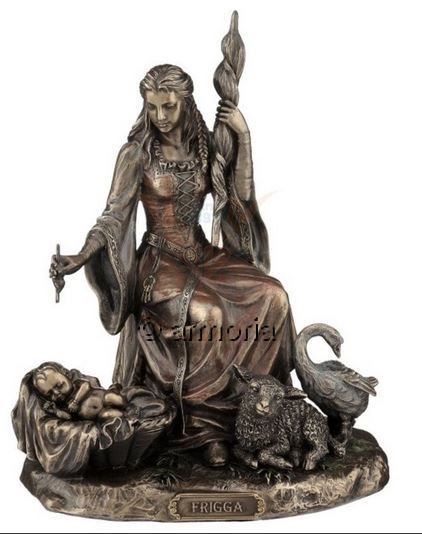 Figurine Déesse Nordique Frigg ou Frigga aspect bronze Marque Veronese