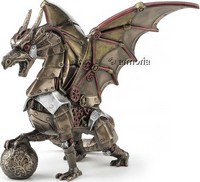 Figurine Dragon Steampunk aspect bronze marque Veronese