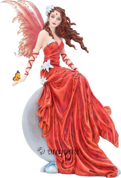Figurine Fée Robe Rouge avec Papillon "Crimsonlily" de Nene Thomas