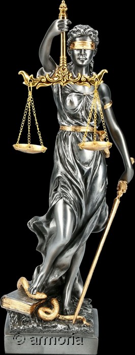 Figurine La Justice aspect étain et or Marque Veronese 
