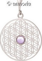 Pendentif Fleur de Vie en argent avec un Cabochon en Améthyste