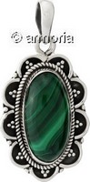 Pendentif Vintage en argent avec Malachite