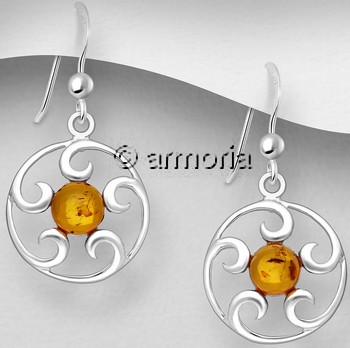 Boucles d'oreilles 5 Volutes en argent et ambre