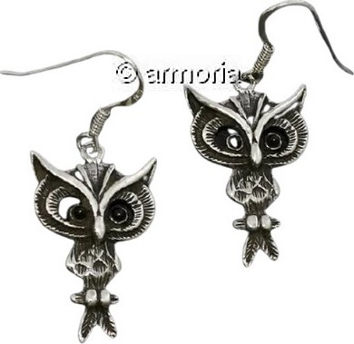 Boucles d'oreilles Hibou à la grande tête en argent