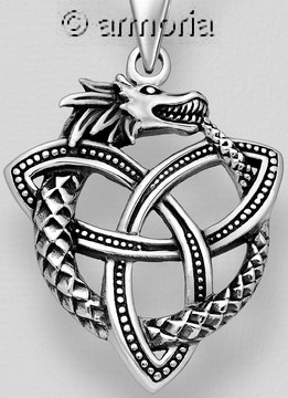 Pendentif Dragon et Triquetra en argent