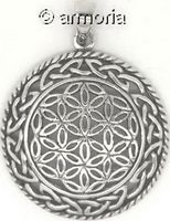 Pendentif Fleur de Vie et entrelacs en argent, 3.3 cm