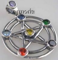 Pendentif Pentacle aux 7 cristaux en argent