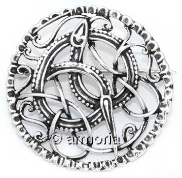 Broche Viking Jormungand le Serpent de Midgard en argent 