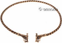 Collier Torque Viking en bronze aux deux têtes de dragons, répliques historiques de Haithabu