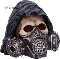 Figurine Crâne Tête de Mort Faucheuse avec masque à gaz