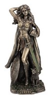 Figurine Freya déesse nordique de l'amour en résine aspect bronze Marque Veronese