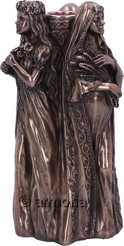 Figurine et Bougeoir Triple Déesse aspect bronze Marque Veronese