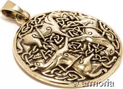 Pendentif Celtique 3 Chevaux avec Entrelacs en bronze