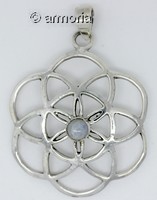 Pendentif Graine de Vie en argent avec cabochon Pierre de Lune 