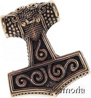 Pendentif Marteau de Thor avec Spirales en bronze 