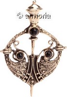 Pendentif Viking avec 3 pierres Onyx en bronze