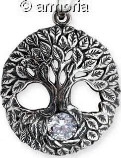 Pendentif Arbre de Vie en argent et cristal blanc