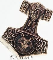 Pendentif Marteau de Thor aux 2 têtes en bronze