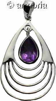 Pendentif Ovale en argent avec améthyste