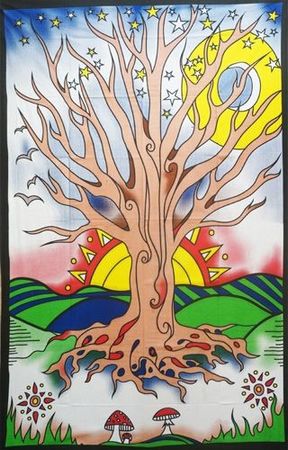 Tenture Arbre de Vie avec décor en couleurs, 140 x 210 cm