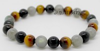 Bracelet de Perles en Oeil de Tigre Labradorite Obsidienne Oeil Céleste 8 mm Taille Large 