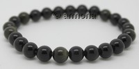 Bracelet de Perles en Obsidienne Dorée 8 mm Taille Large 