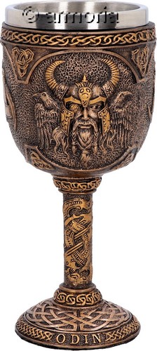 Calice Gobelet Viking Visage d'Odin et ses Corbeaux 