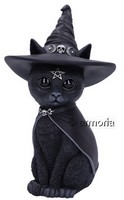Figurine Chat Sorcier avec Cape et Chapeau Grand Modèle 