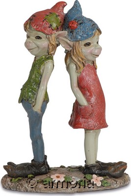 Figurine Couple de Pixies Amoureux dos à dos 