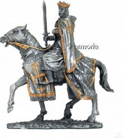 Figurine Roi en armure à Cheval en Etain 