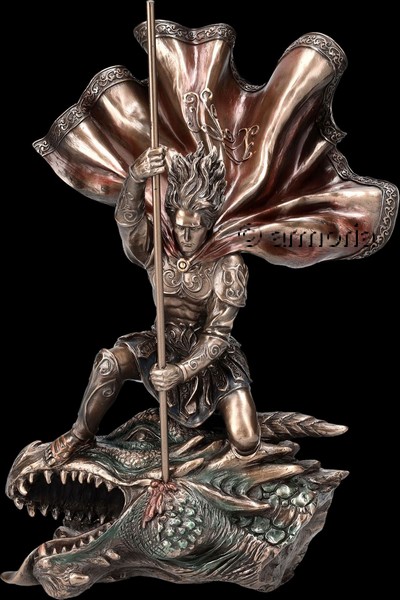Figurine Saint Georges tuant le Dragon aspect bronze marque Veronese 