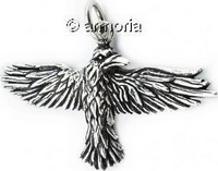 Pendentif Corbeau ailes déployées en argent