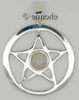 Pendentif Pentacle Cerclé avec Pierre de Lune en argent