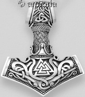 Pendentif Marteau de Thor, Valknut et décor en argent