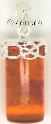 Pendentif ambre et entrelacs en argent