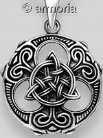 Pendentif Triquetra cerclé et volutes en argent