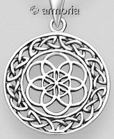 Pendentif Graine de Vie et entrelacs en argent