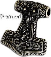 Pendentif Marteau de Thor Tête et points en acier