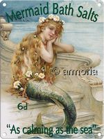 Plaque métal murale Mermaid Bath Salts, 15 x 20 cm