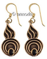 Boucles d'oreilles celtes avec Onyx en bronze 